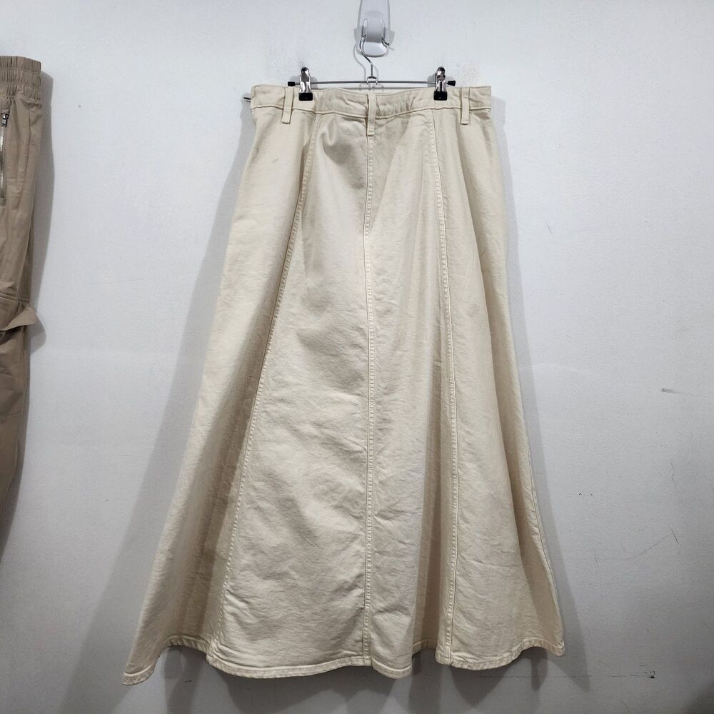 Banana Republic Denim Flare Maxi Skirt Ivory Cream High-waisted Jean NWT Size 16 - Picture 2 of 15